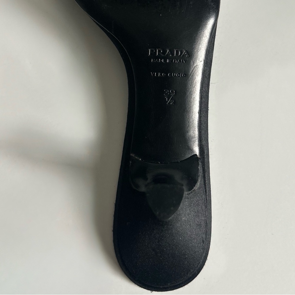 Vintage Prada Black Beaded Bow Slide Mule Kitten Heels Size EU 39.5 - Picture 11 of 13